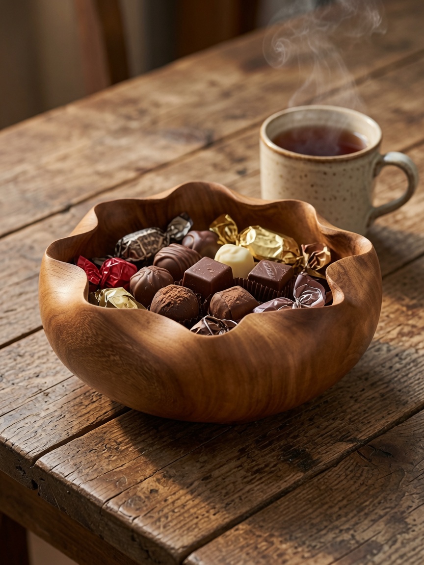 ظرف شکلات خوری چوبی دستساز چورام چوب آزاد