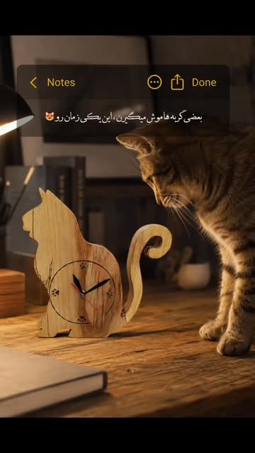 ساعت چوبی طرح گربه دستساز چورام