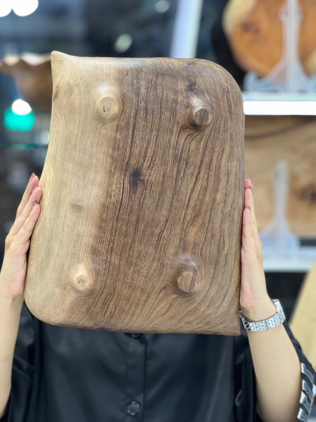 ظرف میوه چوبی، میوه خوری چوبی گردو دستساز چورام